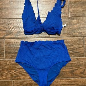 Aerie Waffle M Long Line/ High Waist Swim Suit